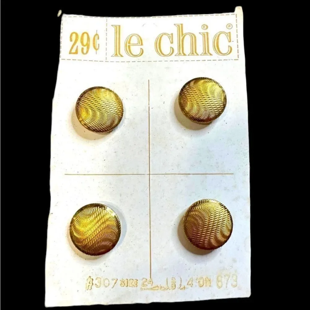 70s Vintage 12 swirly Gold tone buttons NIP